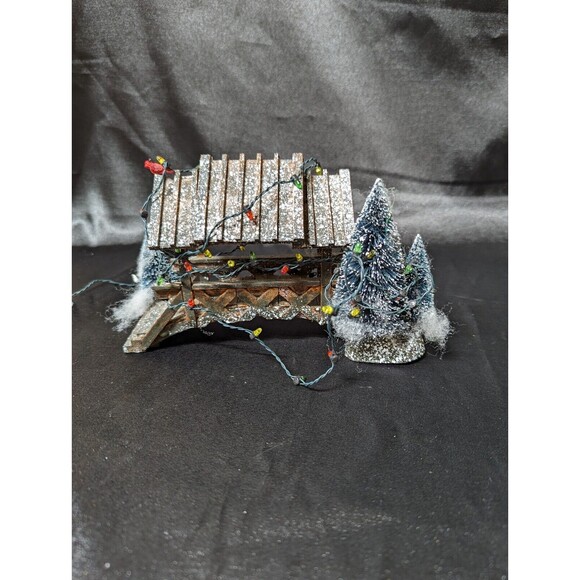 Lemax Wooden Bridge With Trees, Christmas Village Carole Towne Collection w/Box - Picture 13 of 14